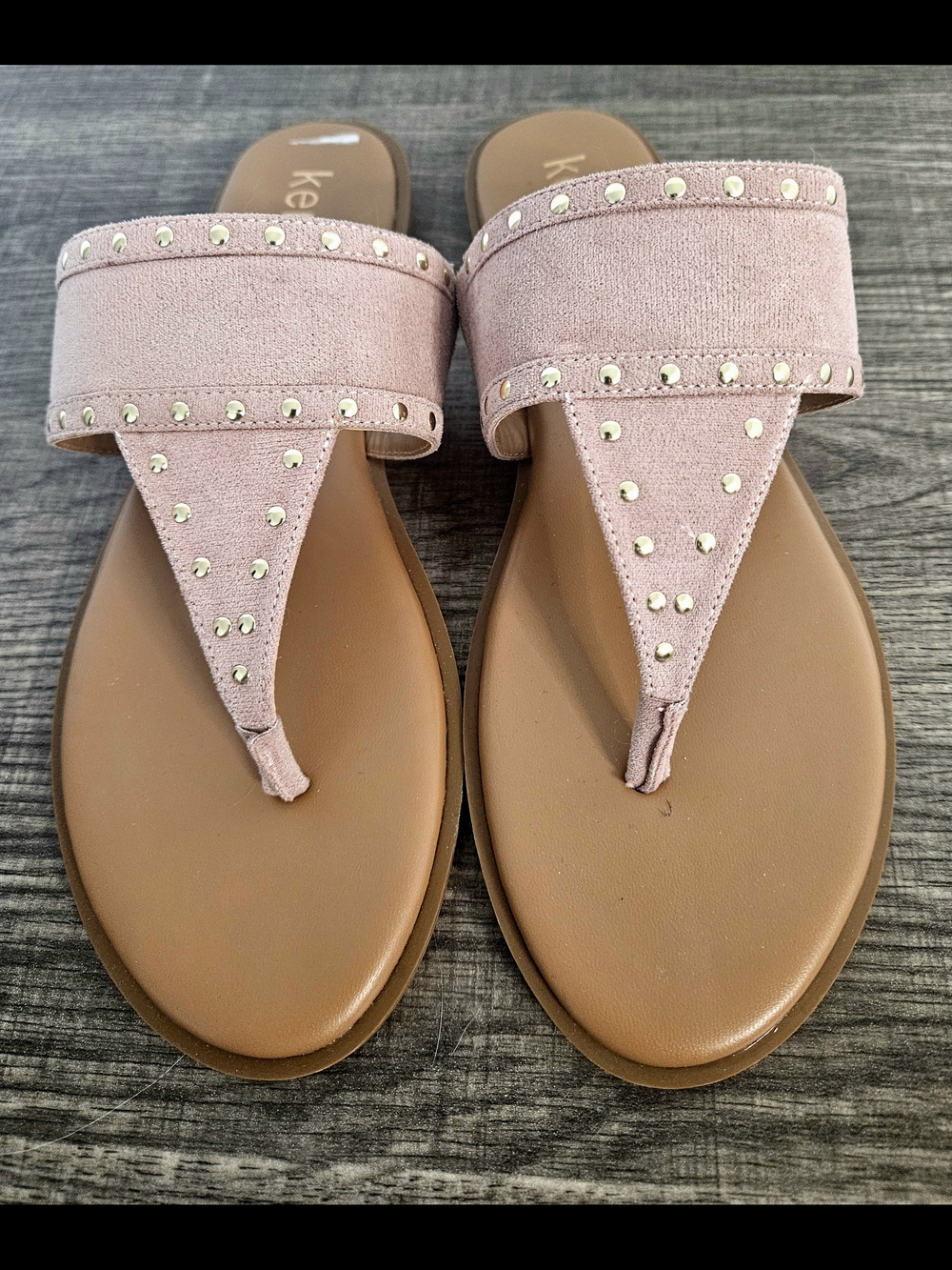 Kensie Blush Pink Suede Studded Thong Sandals